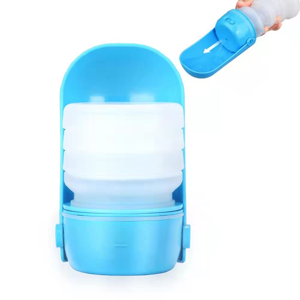 Portable Foldable 300ml Leak Proof Silicone Dog Water Bottle - Travel Pet Water Dispenser for Hiking, Walking & Outdoor Adventures (Blue)