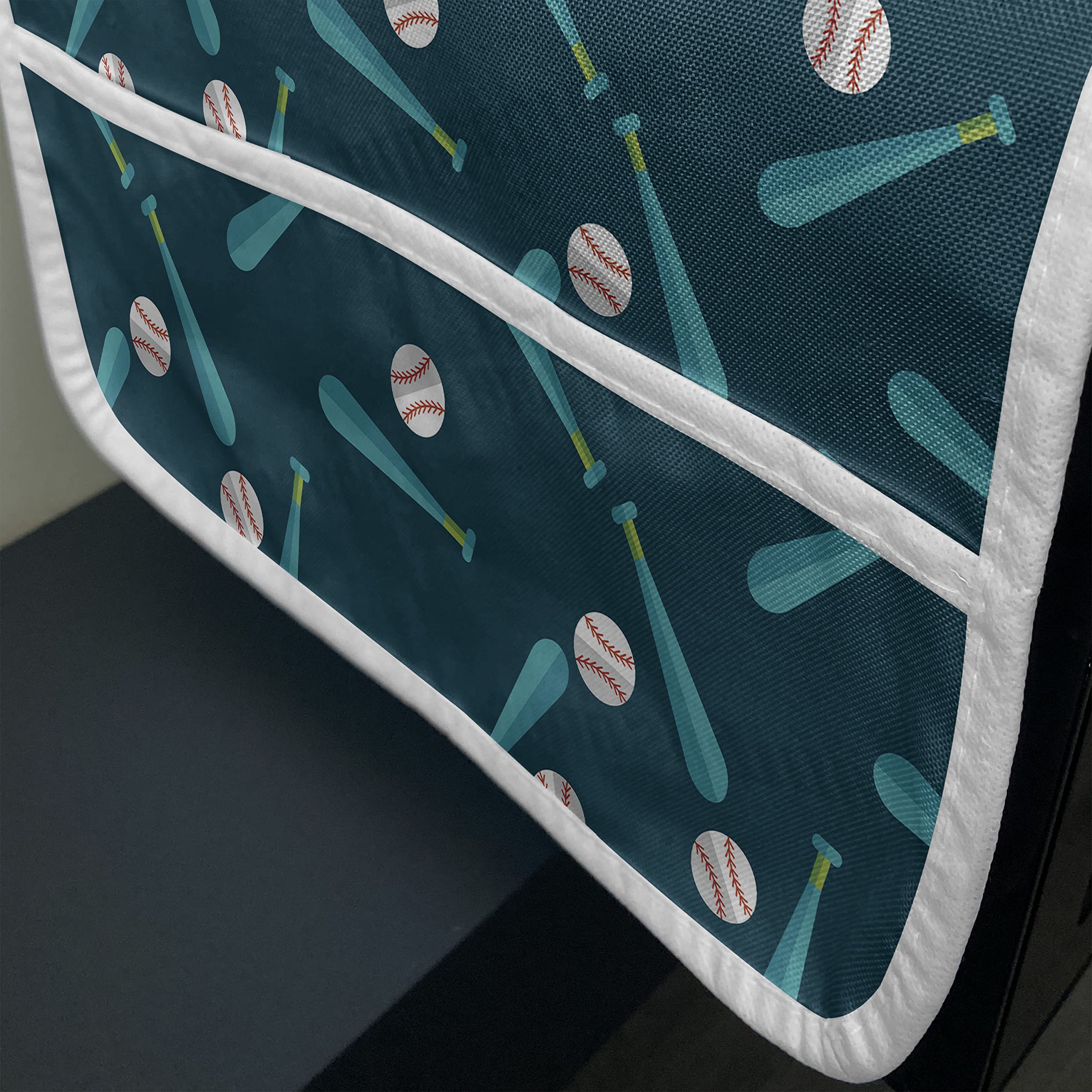 Ambesonne Baseball Microwave Cover - Water Resistant Kitchen Organizer with Pockets, Softball Theme Design with Bats & Balls (36