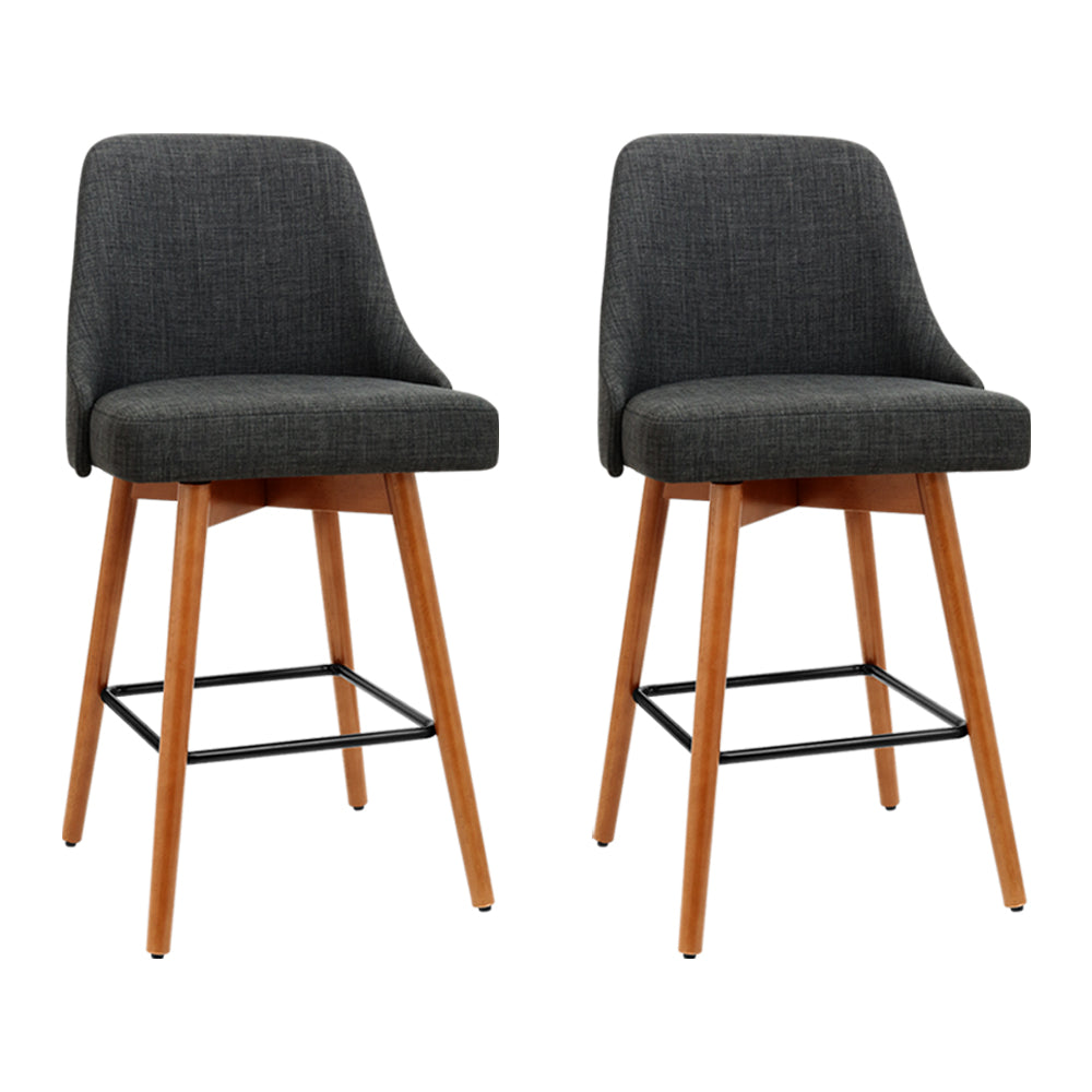 2-Pack Swivel Bar Stools with Wooden Seat in Charcoal Finish - Perfect for Kitchen Islands, Breakfast Bars & Home Decor