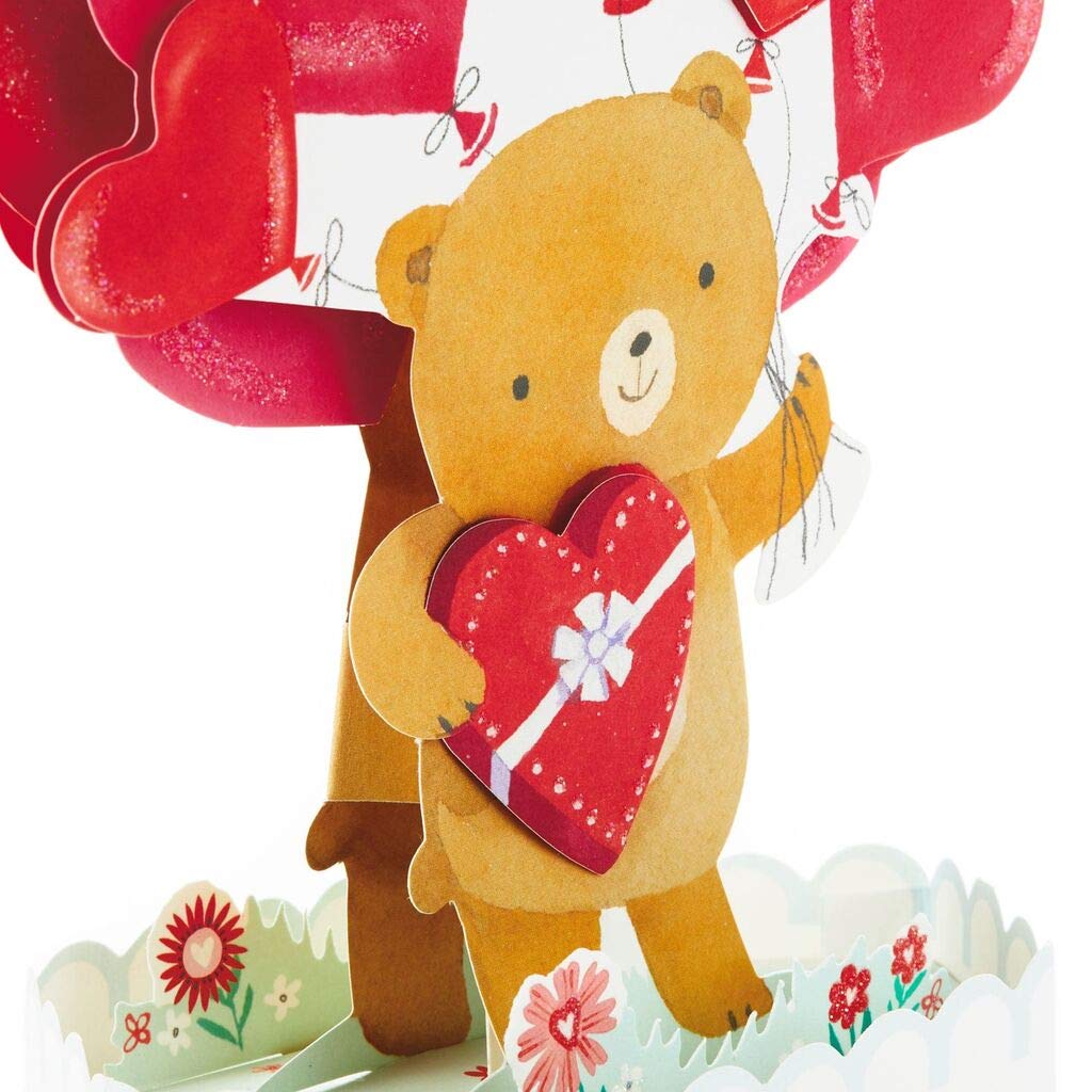 3D Pop-Up Valentine's Day Card - Paper Wonder Love You Bunches Bear With Balloons | Romantic Gift for Couples, Anniversary & Special Occasions