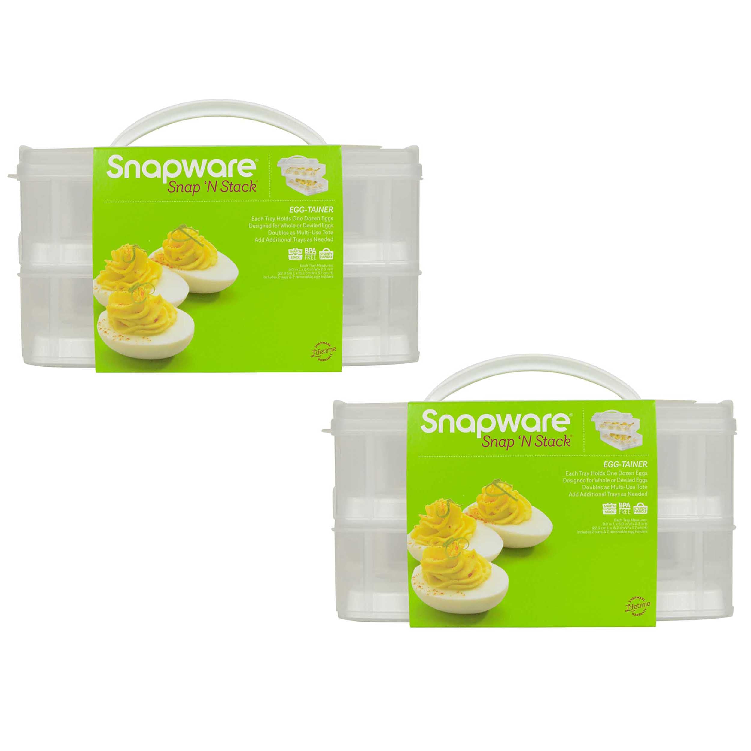 Snap 'N Stack 2-Layer Food Egg Storage Container (Pack of 2) - Perfect for Kitchen Organization & Meal Prep