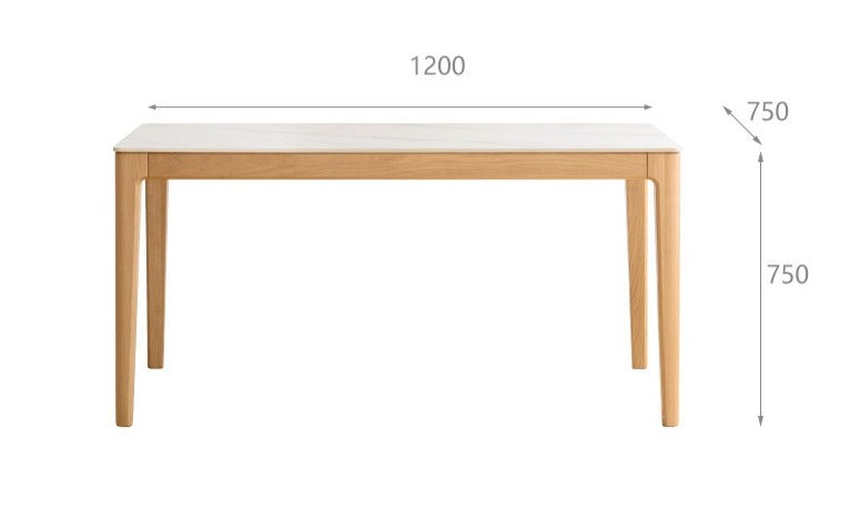 Solid Oak & Ash Wood Dining Table with Natural Rock Slab Surface - Rustic Farmhouse Style for Dining Room & Kitchen Decor