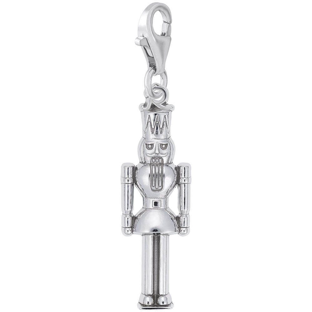 Nutcracker Charm with Lobster Claw Clasp - Silver Christmas Jewelry Charm for Bracelets & Necklaces - Perfect for Holiday Gifts, DIY Jewelry Making and Christmas Party Accessories