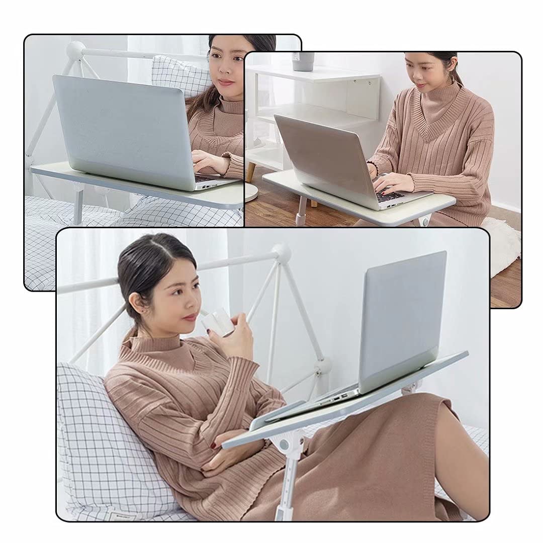 Adjustable Laptop Stand with USB Cooling Fans - Foldable Bed Desk for Home Office, Study & Work - Portable Lap Standing Table with Ergonomic Design - Perfect for Remote Work, Online Classes & Bedroom Use