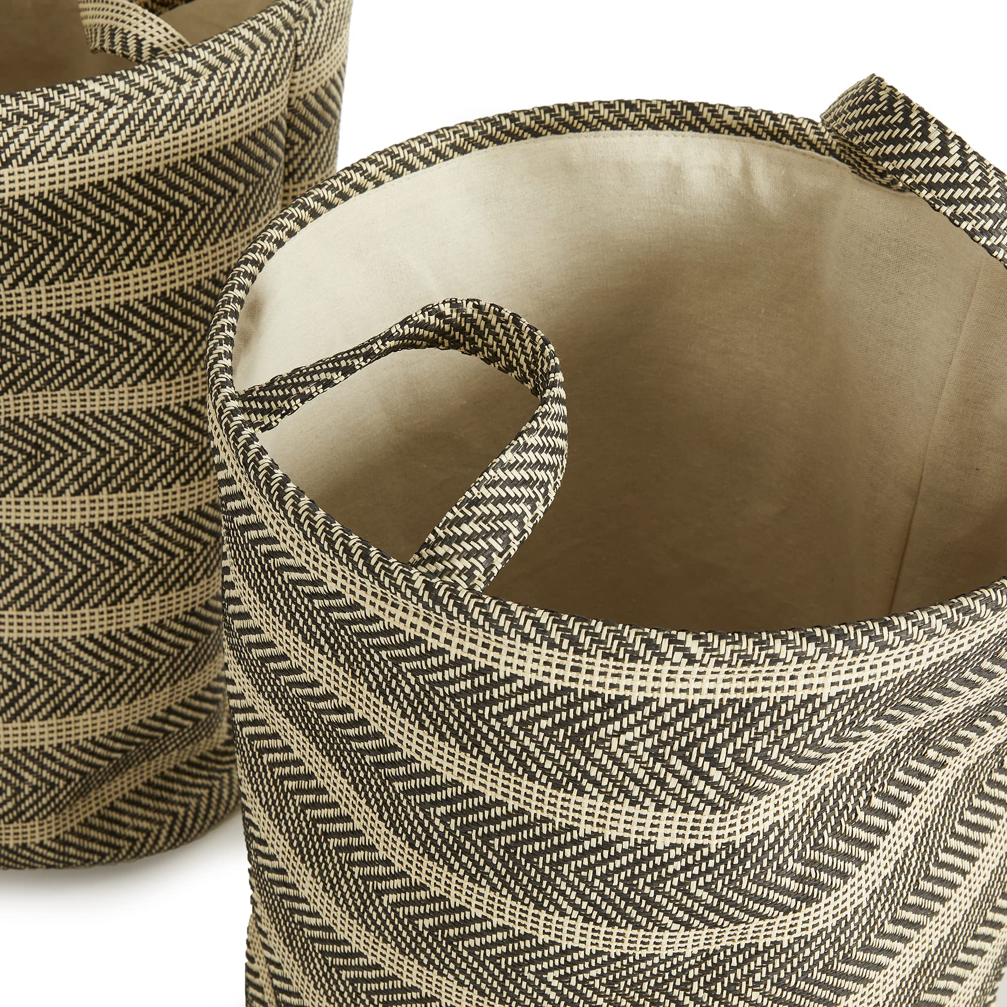 Napa Home Accents Marleigh Round Baskets Set of 2 - Woven Storage Bins for Home Organization, Laundry, Toys & Decor