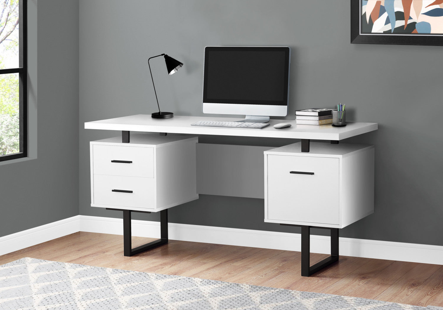 Loura White Modern Office Desk - Stylish & Functional Home Office Furniture for Work & Study