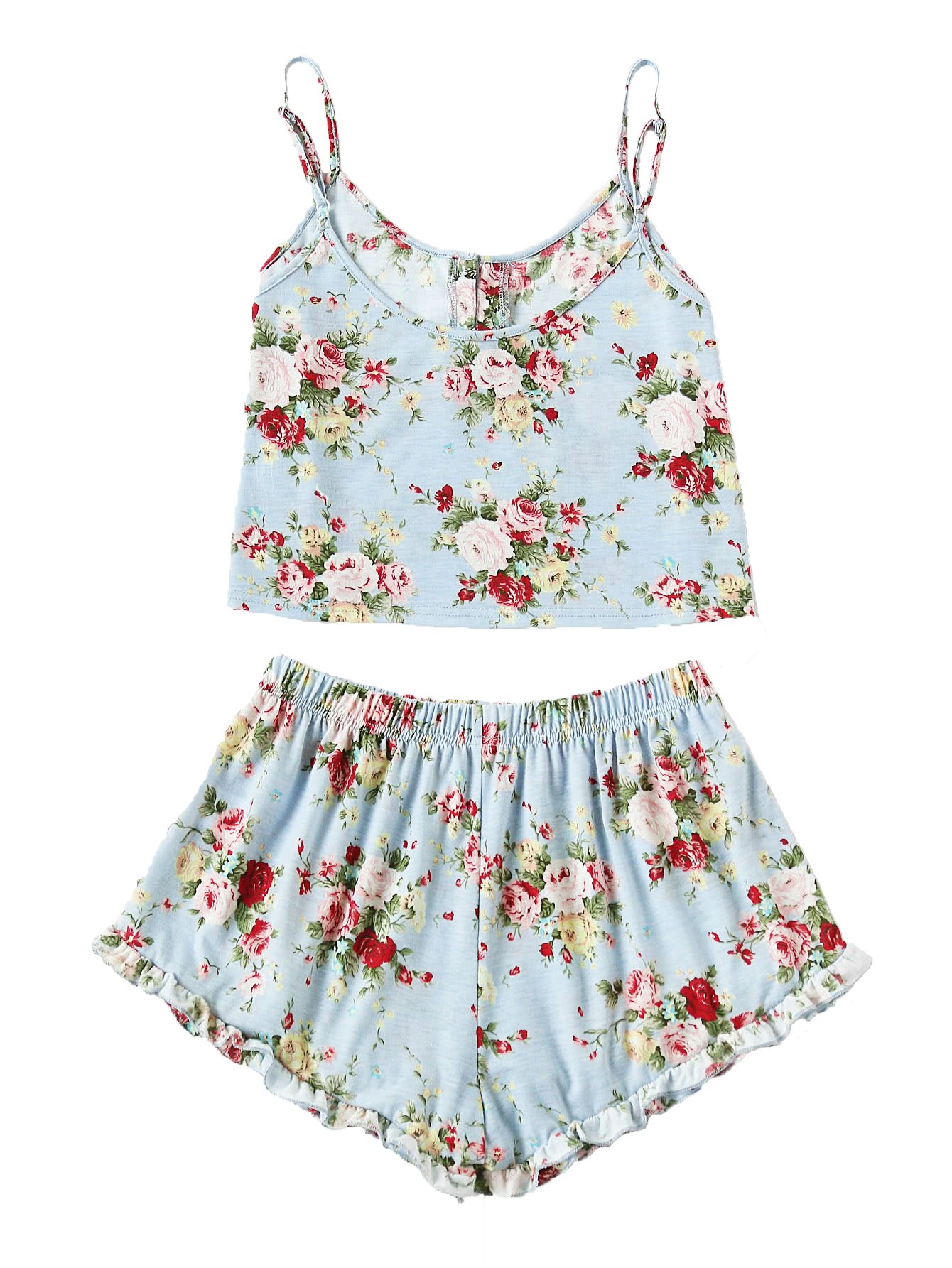 SheIn Women's Pajama Set - Button Front Tank Top & Shorts Lounge Sleepwear for Comfortable Nightwear & Relaxing at Home