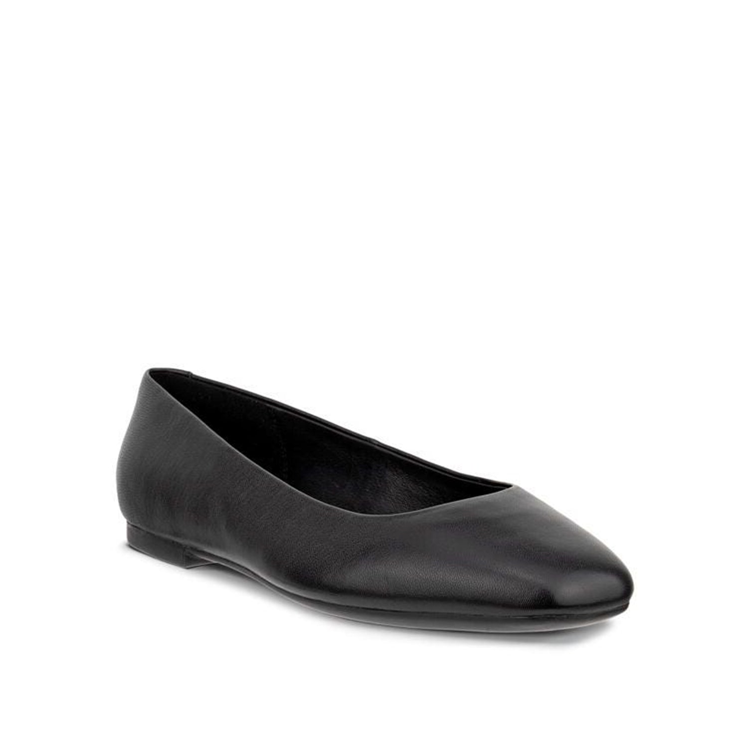 ECCO Women's Margot Black Leather Ballet Flats - Comfortable Slip-On Shoes for Work, Office & Casual Wear