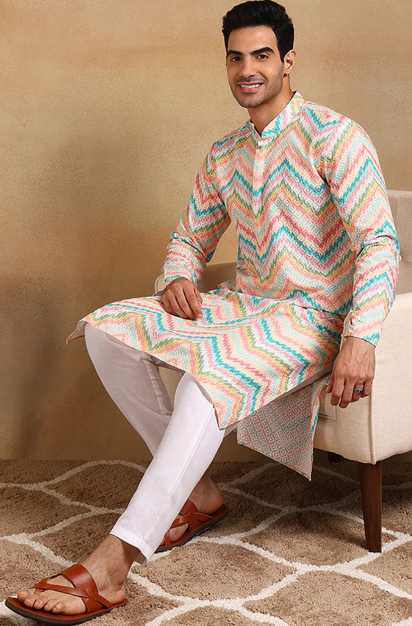 Men's Embroidered Straight Kurta - Traditional Indian Tunic for Casual & Festive Wear | Perfect for Weddings, Parties & Daily Outfits