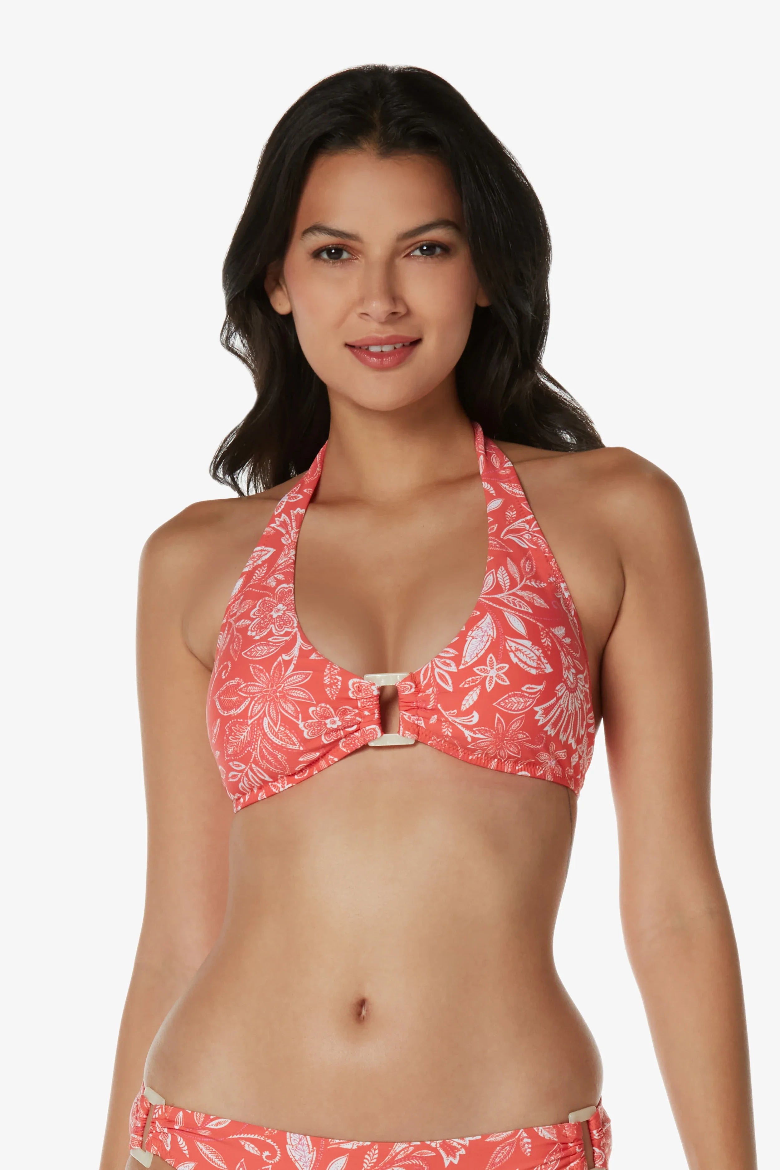 Gigi Floral Shell Halter Top - Women's Summer Beachwear for Vacation & Outdoor Activities