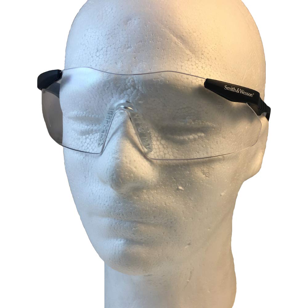 Smith and Wesson Magnum Safety Glasses with Clear Lens & Cleaning Bag - ANSI Z87.1 Certified Protective Eyewear for Shooting, Construction, and DIY Projects