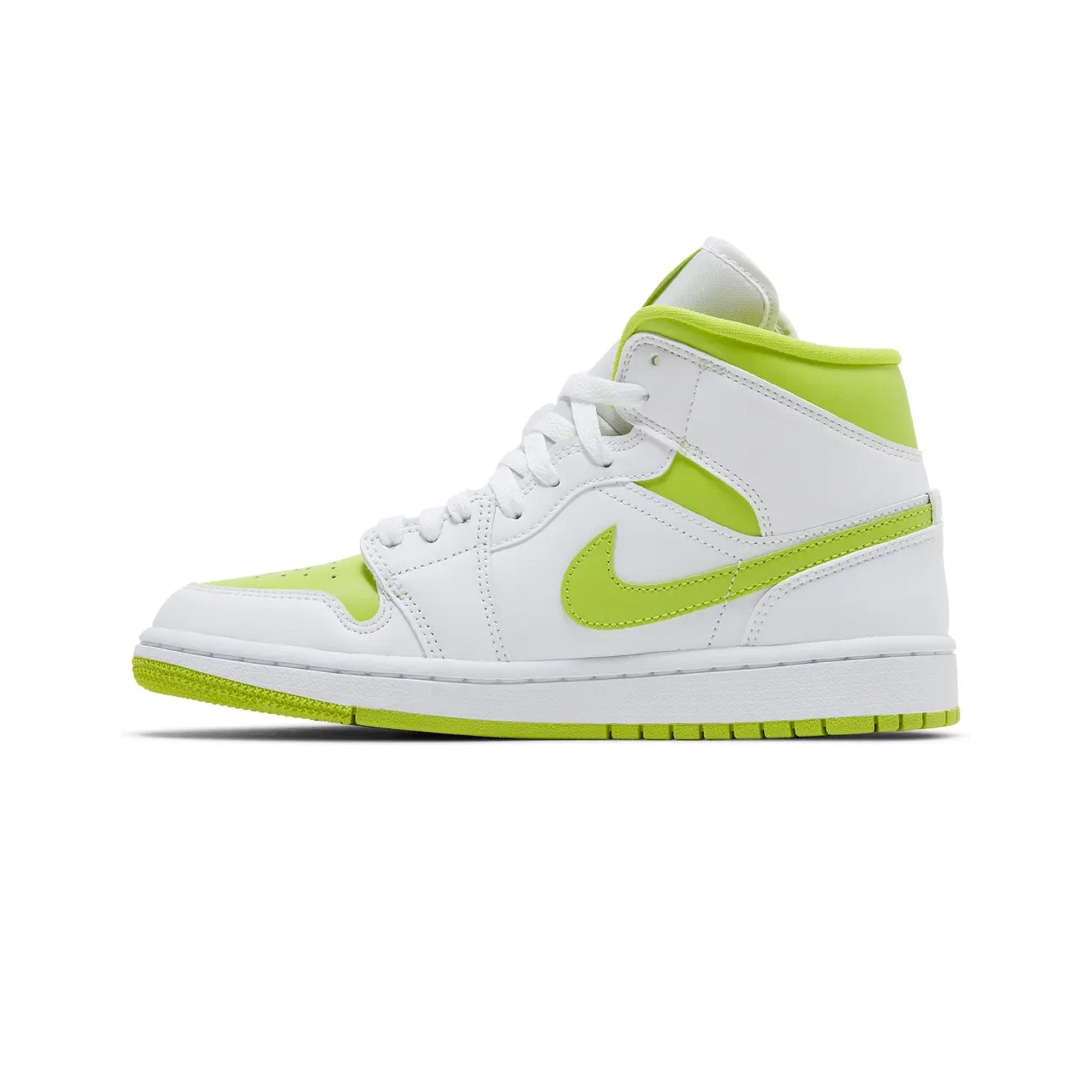 Air Jordan 1 Mid Sneakers - White & Lime Green Women's Basketball Shoes (2022 Release) | Casual Wear, Street Fashion & Gym Workouts