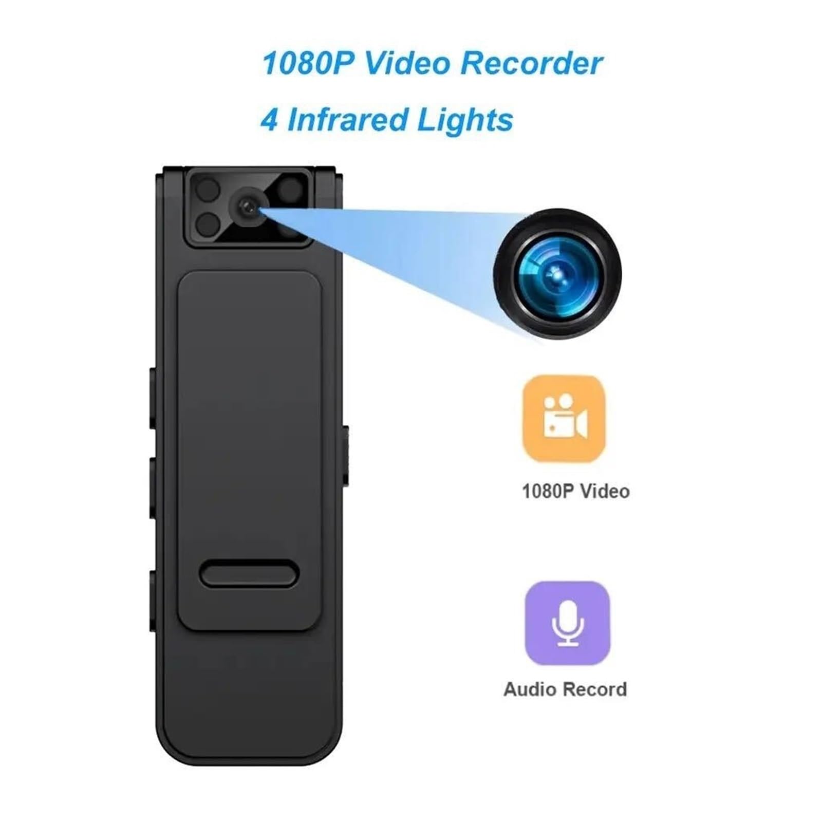 NMBHUS Mini Camera - HD 1080P Video & Audio Recorder with WiFi, Loop Recording, Magnetic Backclip - Ideal for Conferences, Outdoor Sports, Bike Riding (Includes 8GB Card)