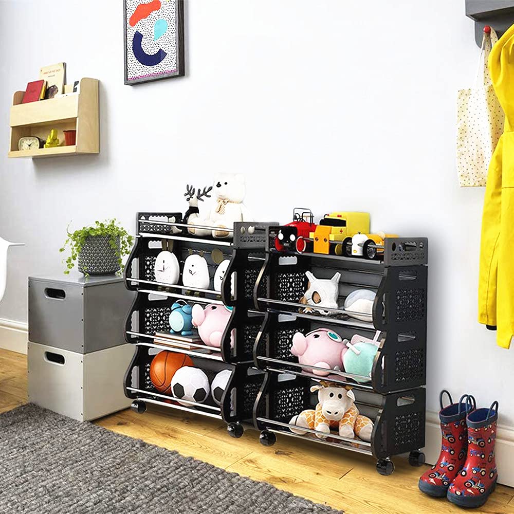 Nandae 4-Tier Metal Rolling Cart Organizer with Wheels - Kitchen Storage Basket for Fruits, Vegetables, Pantry, Bedroom, Bathroom - Ideal for Home, Office, and Dorm Organization