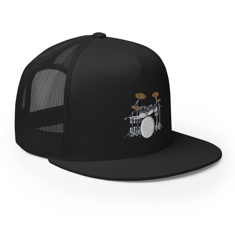 Stylish Embroidered Drummer Trucker Hat for Men & Women - Unisex Drum Kit Cap for Musicians & Fans - Perfect for Concerts, Gigs & Casual Wear