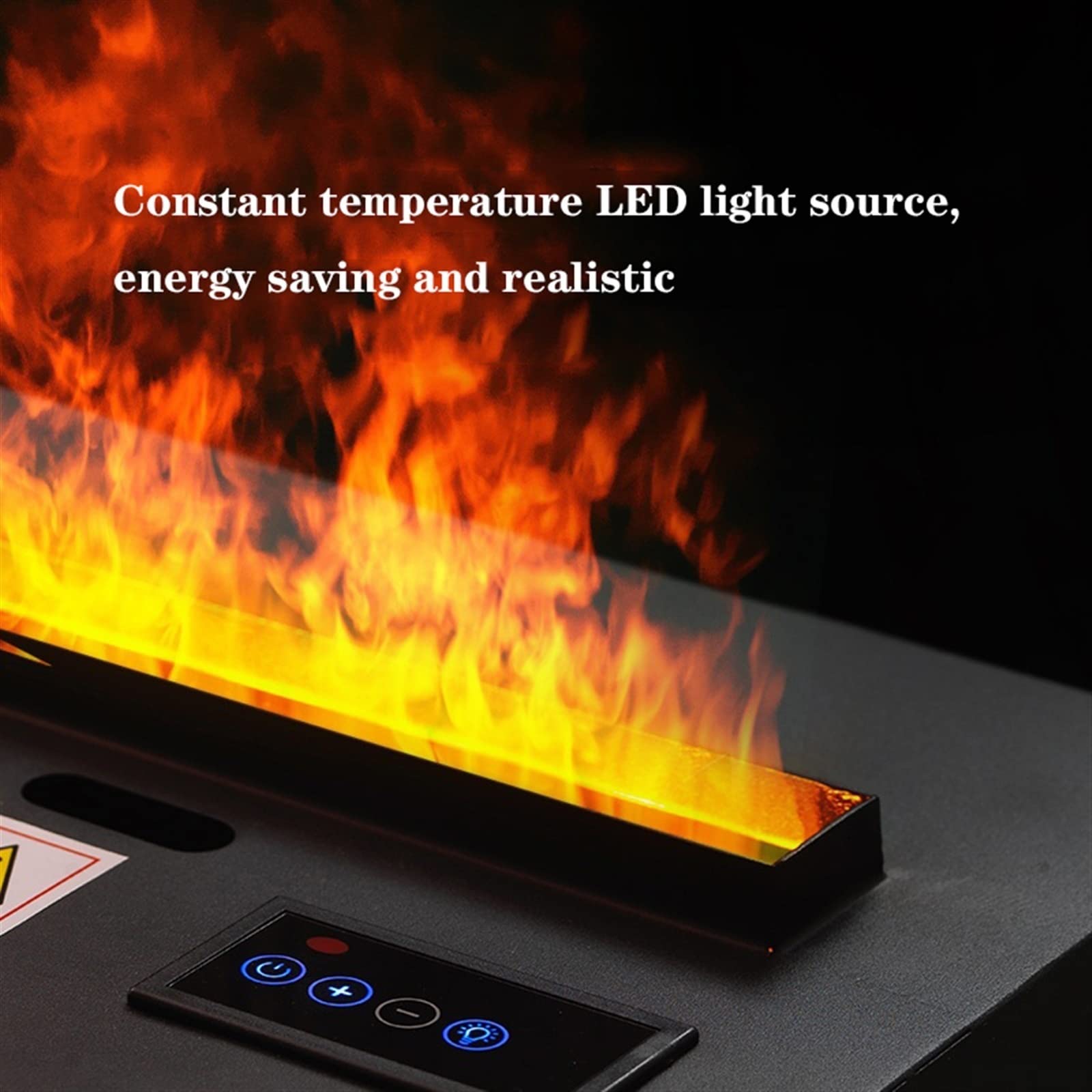 Decorative Electric Fireplace with 3D Simulated Flame - Adjustable LED Flame, Overheat Protection & Humidifier Function - Remote Control Indoor Fireplace Heater for Living Room, Bedroom & Office