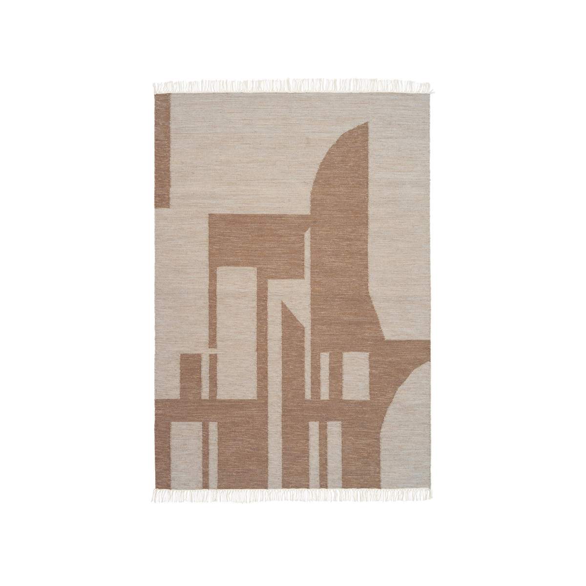 KRISTINA DAM STUDIO Kelim Rug - Handmade Brown Vintage Wool Rug 140x200cm (4.6'x6.6') for Boho Living Room, Bedroom & Office Decor