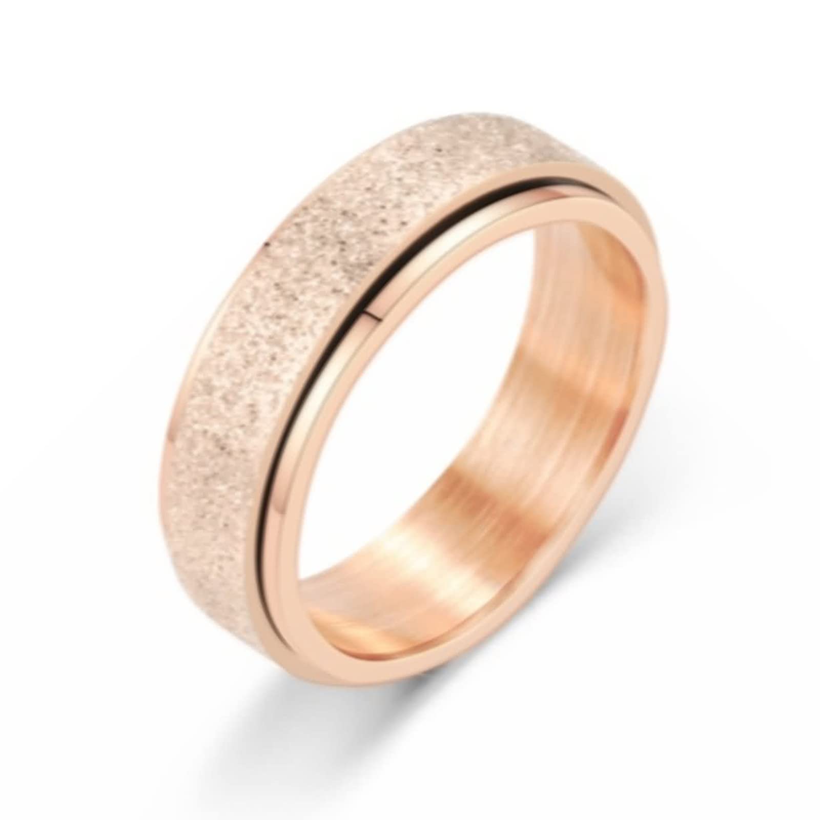 Men's Stainless Steel Engagement Band 6MM - Rotatable Matte Ring Size 6-12 for Wedding & Proposal