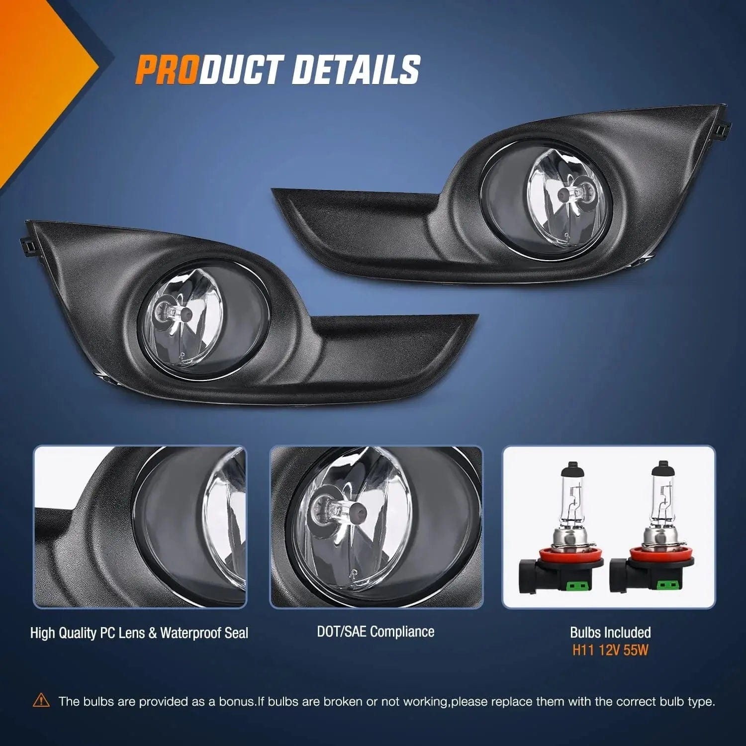 2013-2015 Nissan Altima Fog Light Assembly - Clear Lens Replacement - Durable & Waterproof - Perfect for Night Driving & Foggy Conditions