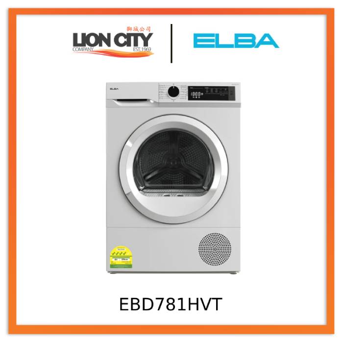 Elba EBD 781H VT 7kg Heat Pump Dryer - Energy Efficient, Quiet Laundry Appliance for Home & Apartment Use
