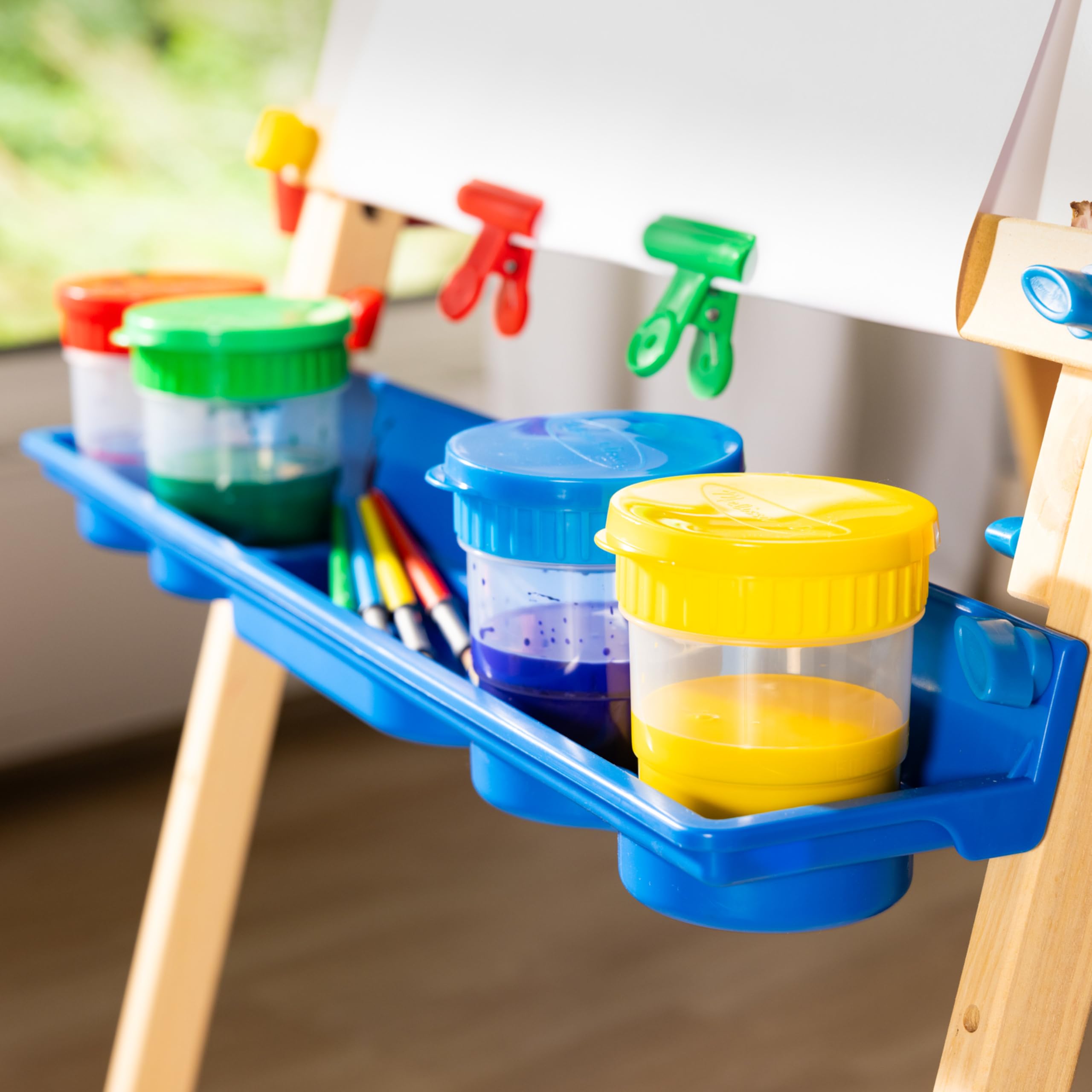 Melissa & Doug Spill-Proof Paint Cups - 4-Pack with Airtight Seal & Snap Lids - Reusable No-Spill Paint Storage Containers for Kids - Perfect for Art Projects, Classroom Activities & DIY Crafts