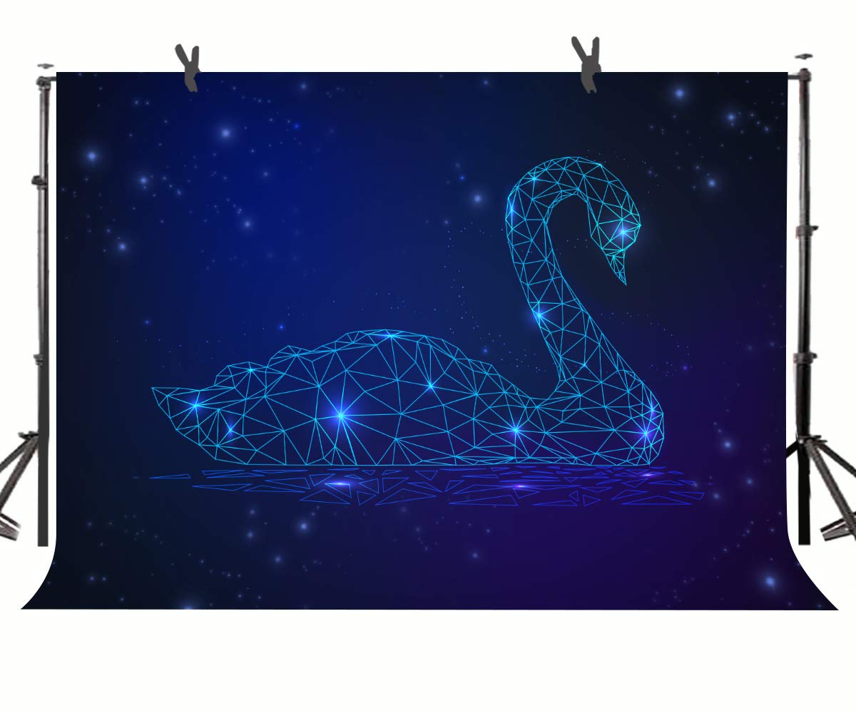 Blue Crystal 3D Swan Backdrop 10x7ft - Shining Night Photography Background for Birthday Parties, Princess Theme Decor, Cake Table Banner, YouTube Studio Prop (Customizable LLST308) - Perfect for Girls' Birthday Celebrations, Baby Showers, and Photo Studio Backdrops