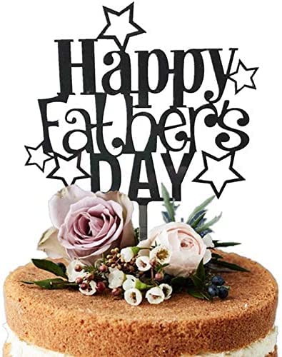 6 Pcs Happy Father's Day Cake Topper Set - Acrylic Mirror Cake Decorations for Birthday Party, Anniversary & Father's Day Celebration - Perfect for Dad's Special Day (Father-Star Design)