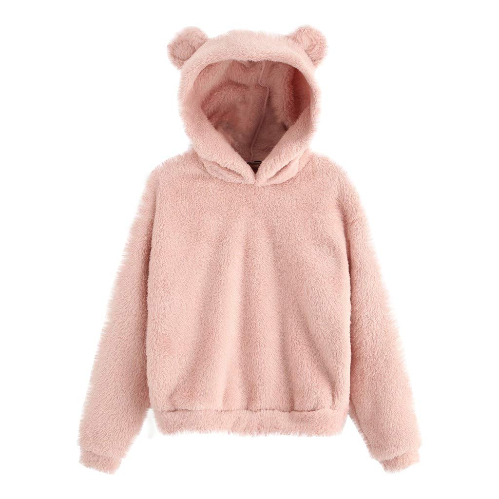 Bear Ears Coat for Teen Girls - Winter Plush Fleece Hoodie with Long Sleeves | Warm Fluffy Pullover Top for School, Outdoor Activities & Casual Wear