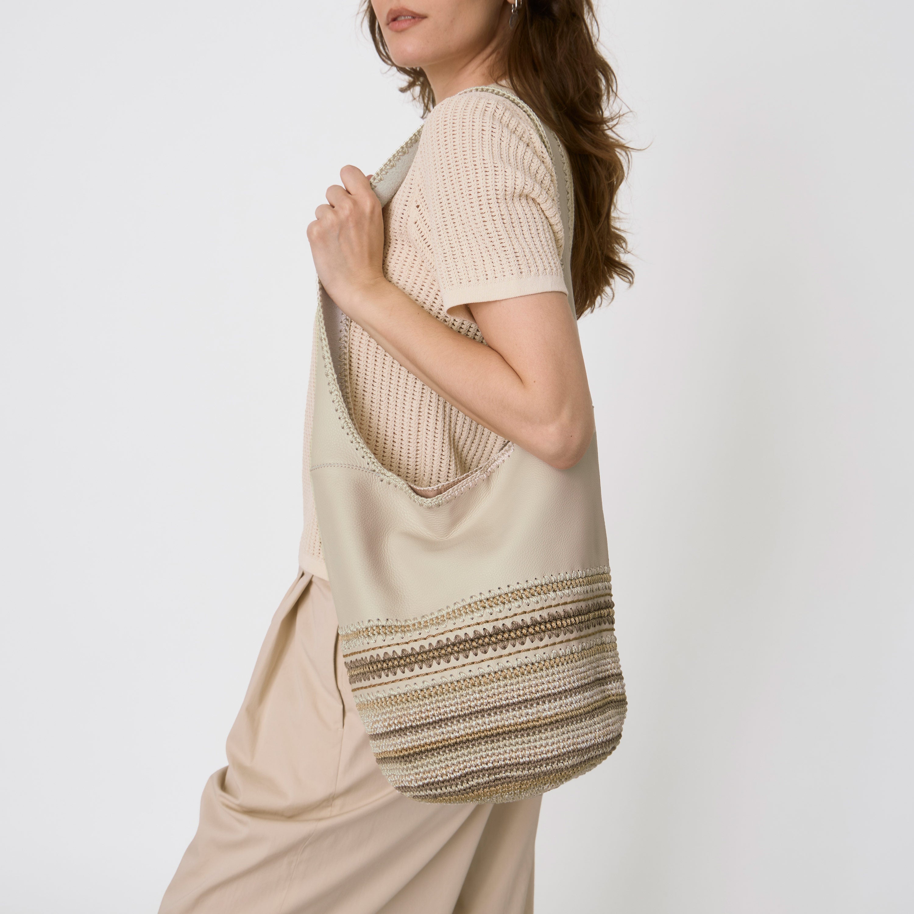 120 Hobo Leather Bag in Stone Neutral - Stylish & Durable Crossbody Purse for Women | Perfect for Work, Travel & Everyday Use