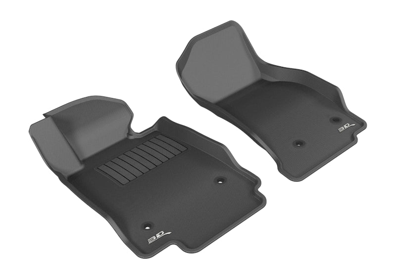 3D MAXpider Custom Fit All-Weather Floor Mats for 2014-2019 Cadillac CTS (1st Row) - Kagu Series Black Car Mats | Perfect for Winter, Rain & Mud Protection