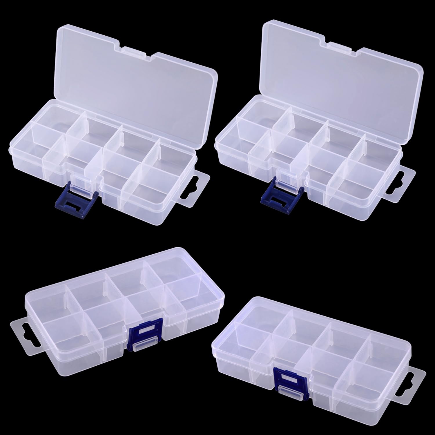 Utoolmart 4-Piece Plastic Tool Organizer Box - Translucent Hardware Storage for Screws, Bolts, Nuts, Nails, Beads & Jewelry (5.5 x 2.8 x 1.2 Inches) - Perfect for Workshop, Garage, Craft Room & DIY Projects