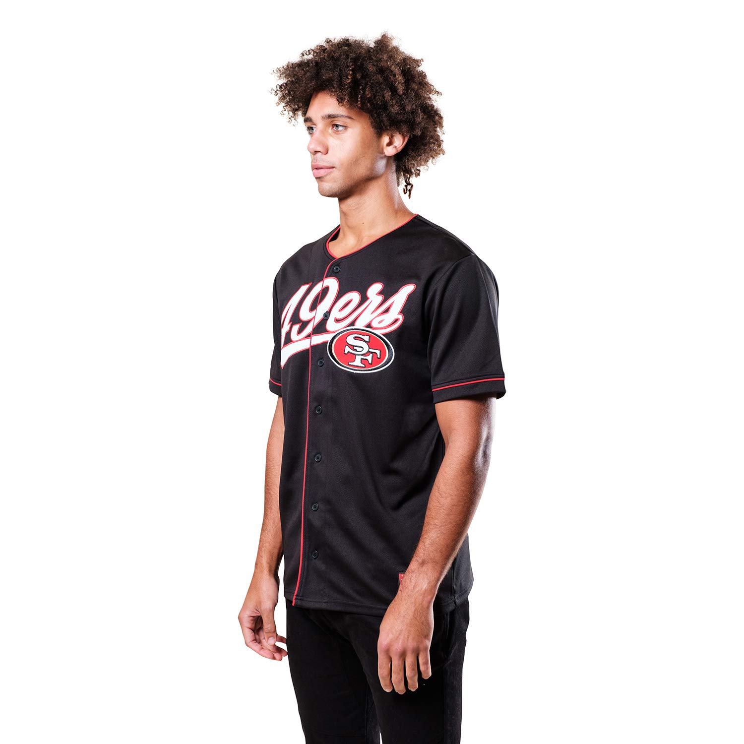 NFL Men's Game Day Button Down Baseball Mesh Jersey Shirt - Breathable & Comfortable for Football Fans - Perfect for Tailgating, Game Day & Sports Events