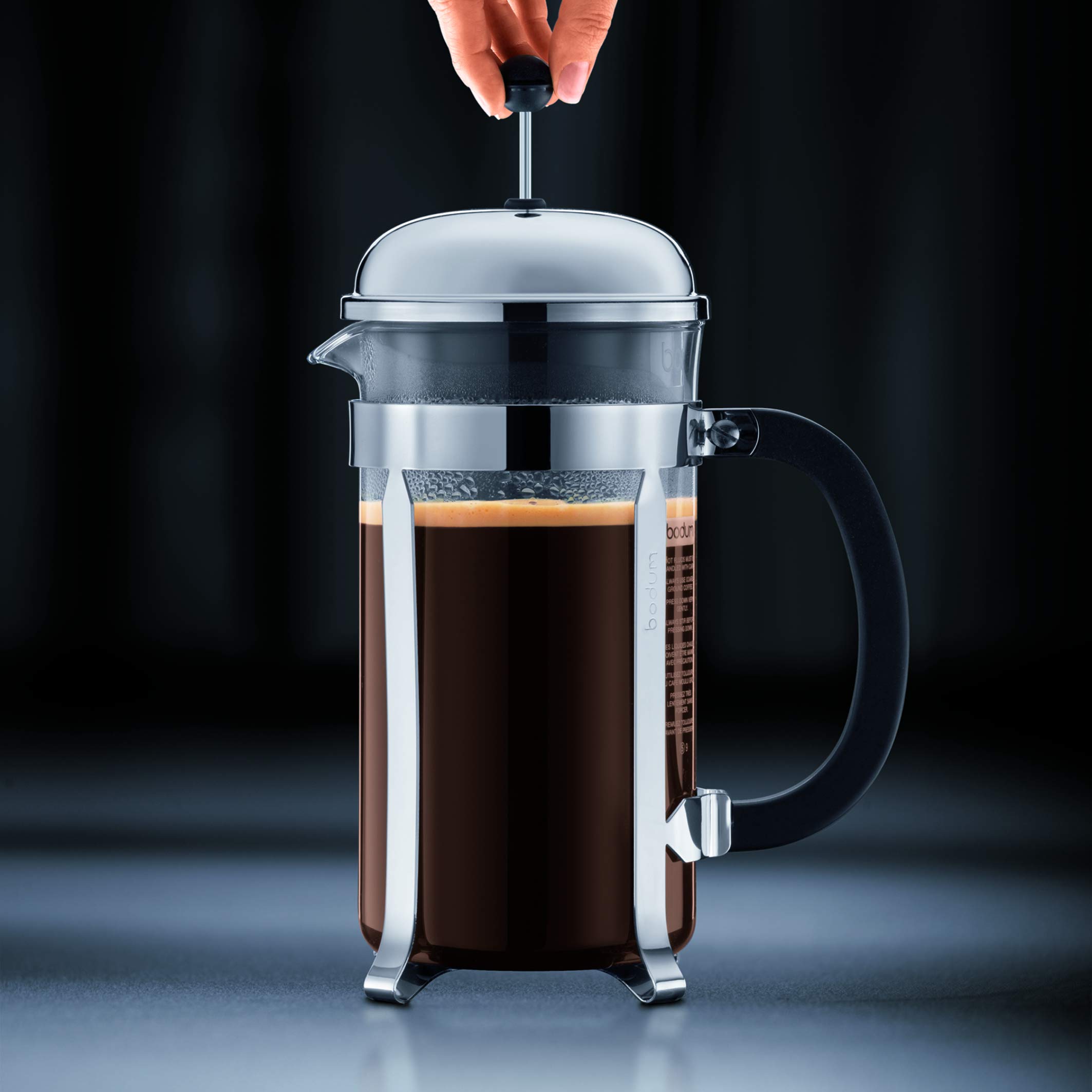 Bodum 34oz Chambord French Press Coffee Maker - High-Heat Borosilicate Glass & Stainless Steel - Perfect for Home, Office & Camping - Made in Portugal