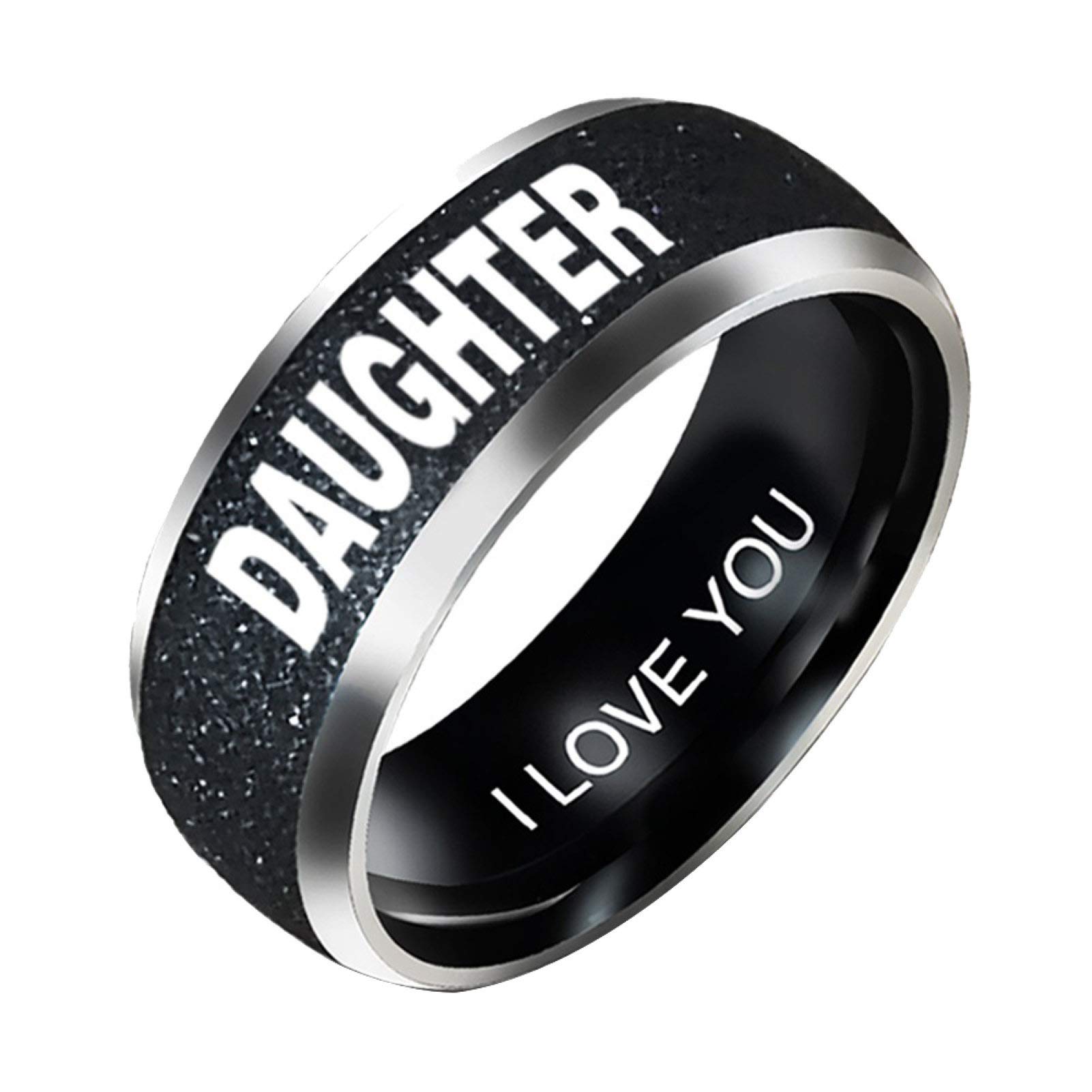 Fashion Stainless Steel Family Initial Letter Rings for Mom, Dad, Daughter, Son - Personalized Anniversary & Birthday Gifts for Women - US Size 10 - Perfect for Family Reunions, Mother's Day & Special Occasions