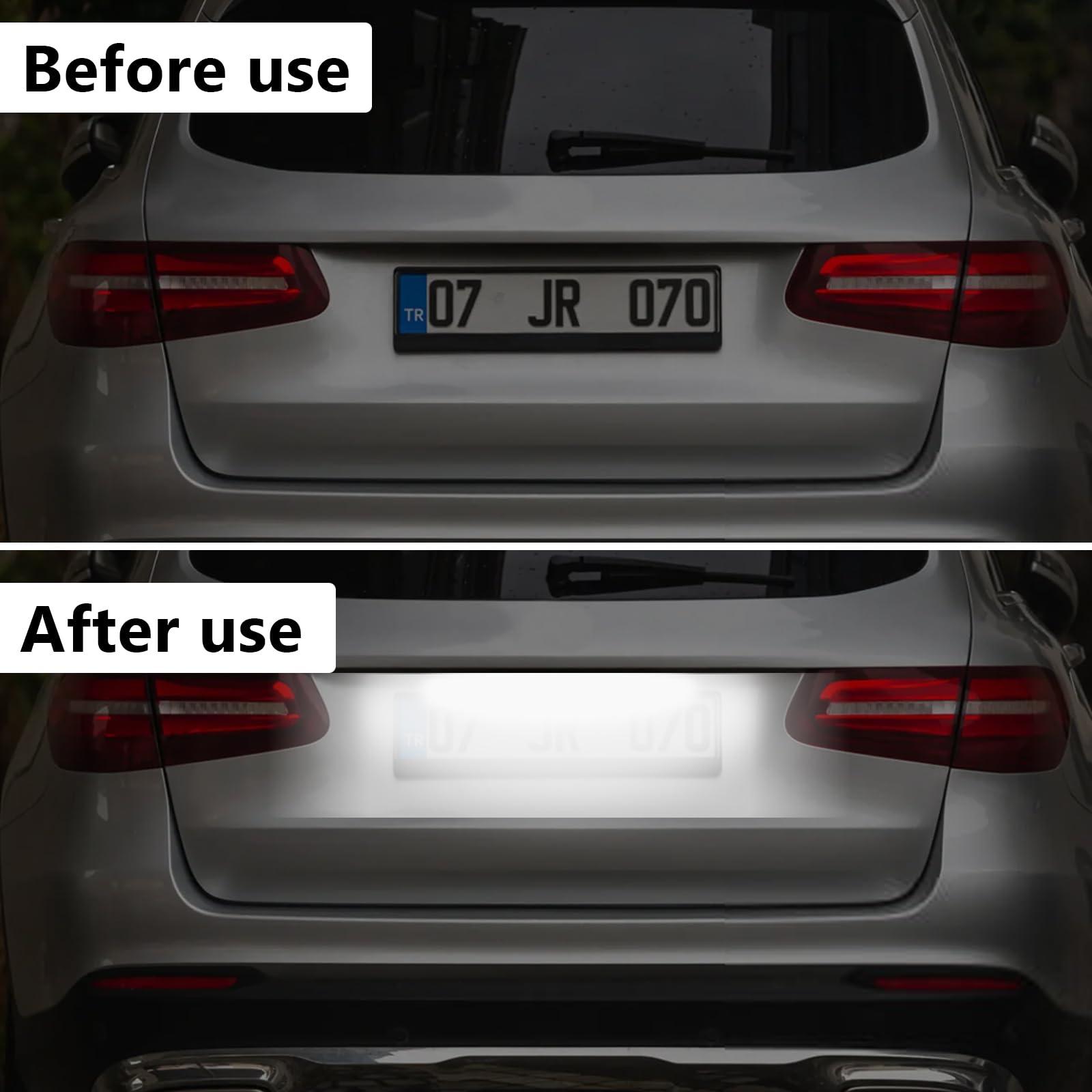 Universal 12V DC LED License Plate Light - Waterproof Tag Lamp Assembly Replacement for Car, Trailer, UTV, ATV, Truck, RV & Boat (White) - Perfect for Nighttime Visibility & Vehicle Safety