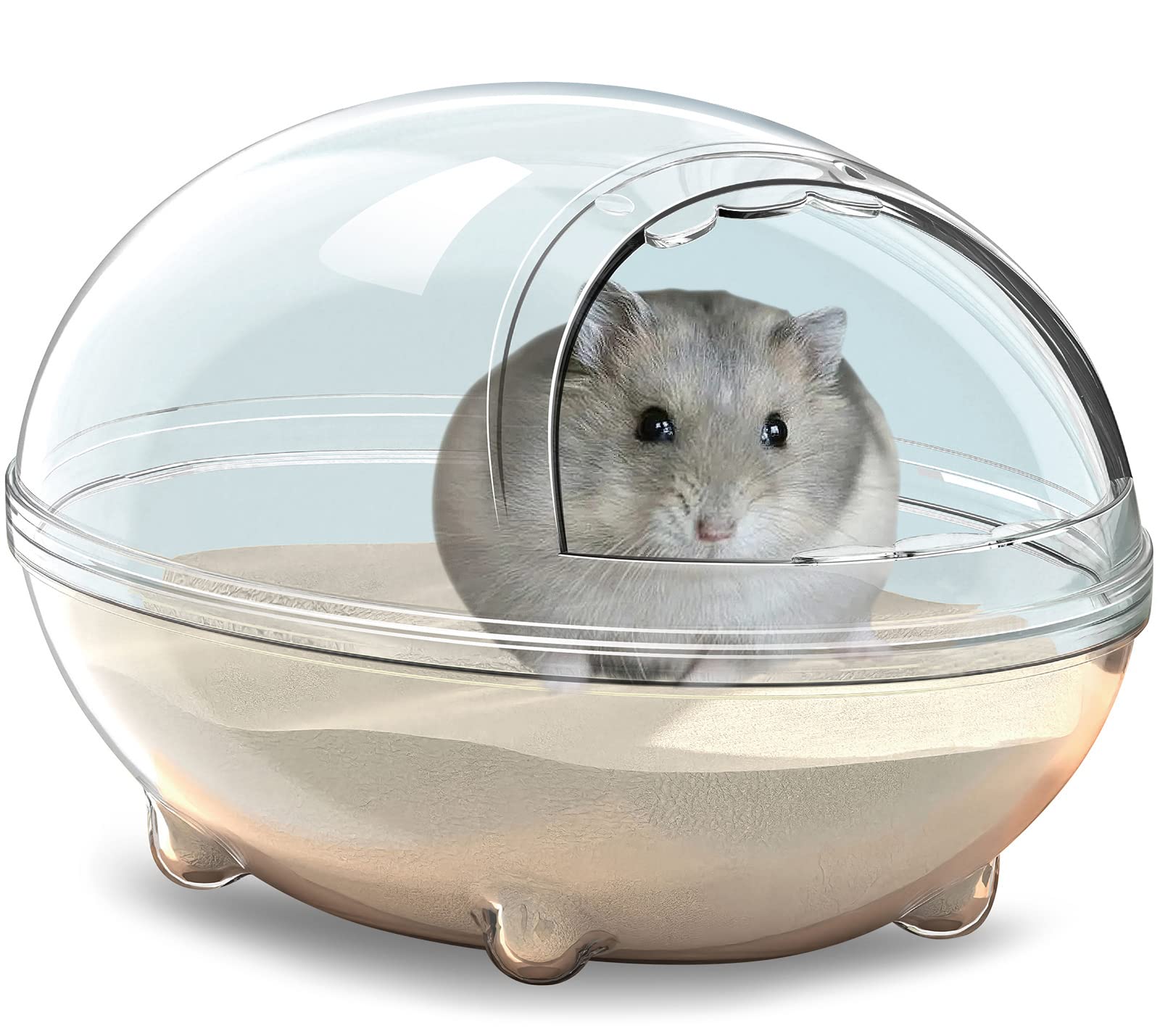 Hamster Bathroom & Sand Bath Container - Transparent Dust Bath Box for Small Pets, Hamster Bathtub & Toilet Accessories - Perfect for Cleaning & Grooming in Cage
