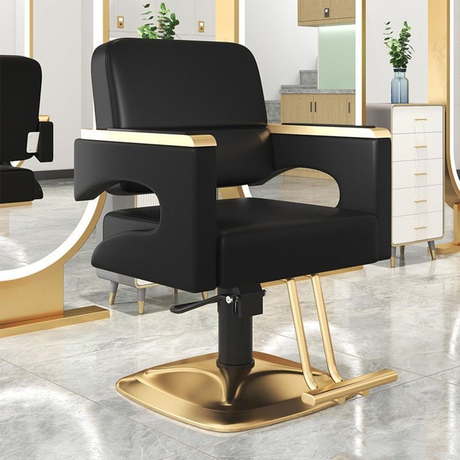 Professional Adjustable Barber Chair for Hair Stylists - Modern Salon Styling Chair with Swivel Base, Beauty Vanity & Spa Equipment - Perfect for Hair Salons, Barber Shops & Home Beauty Stations