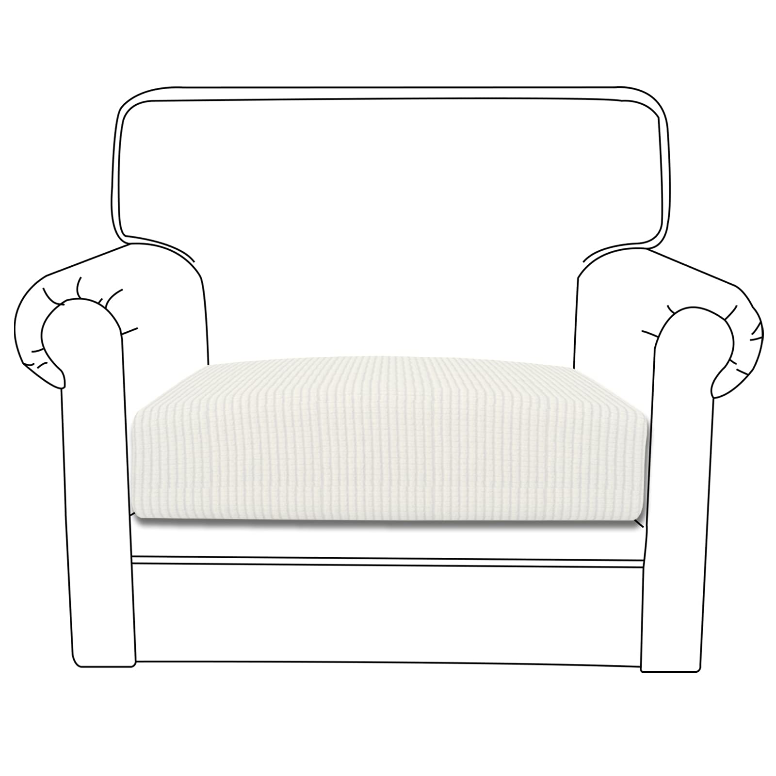 Stretch Chair Cushion Cover - Soft Elastic Sofa Slipcover Protector - Breathable Furniture Seat Cover for Living Room, Bedroom, Office - Easy Fit with Flexible Elastic Bottom (Cream, Chair Cushion Size)