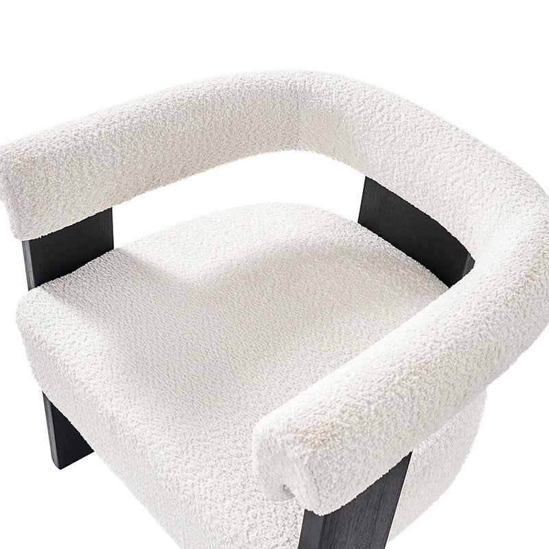 Fedor Boucle Dining Chair - Modern Upholstered Accent Chair for Kitchen, Dining Room, or Office - Soft Velvet Fabric & Sturdy Metal Legs - Elegant Home Decor & Comfortable Seating Solution
