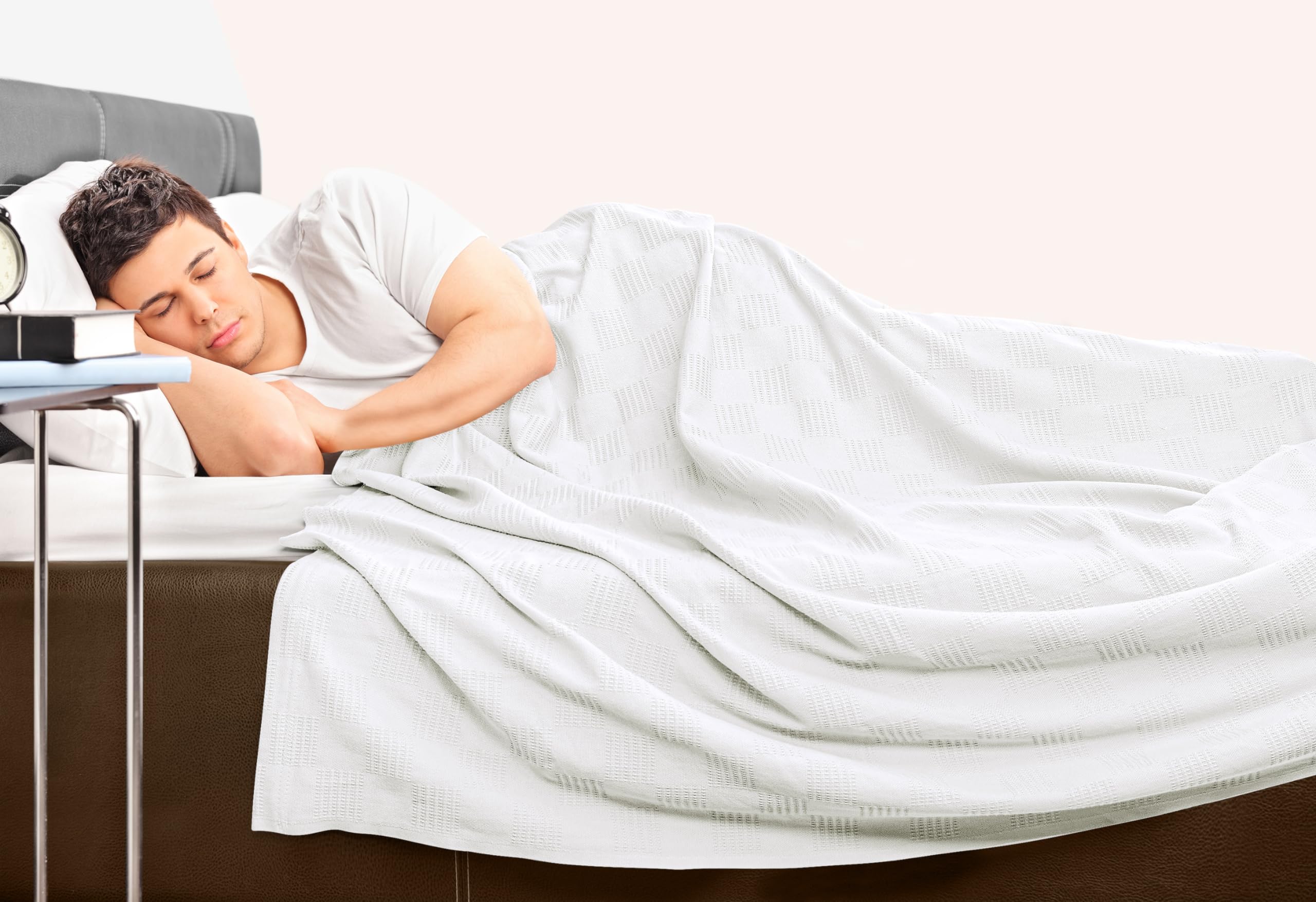 Utopia Bedding White Cotton Blanket - Queen Size 90x90 Inch, 350GSM Soft Thermal Blanket (Pack of 8) - Perfect for Bedroom, Guest Room, and Cozy Winter Nights