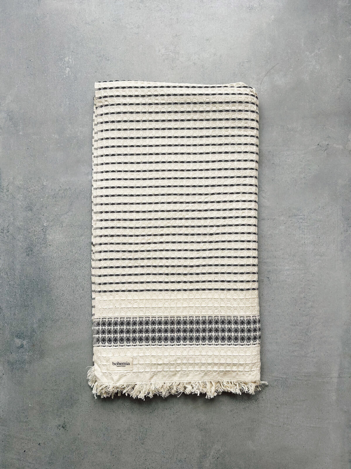 Premium Milos Check Hammam Towel - Soft & Absorbent Turkish Bath Towel in Charcoal Grey | Perfect for Spa, Beach, Yoga & Home Decor