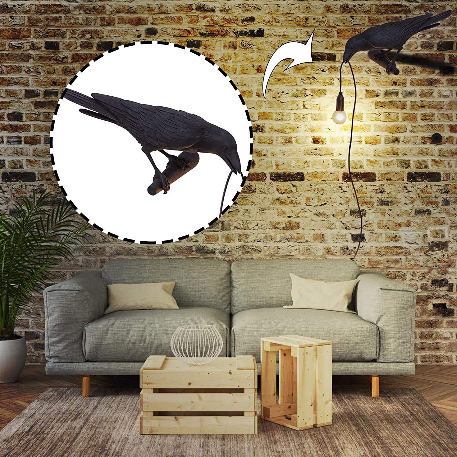 Modern Art Deco Raven Table Lamp - Stylish Bird Desk Light for Living Room & Bedroom Decor - Perfect for Home Office, Study, or Nightstand Lighting