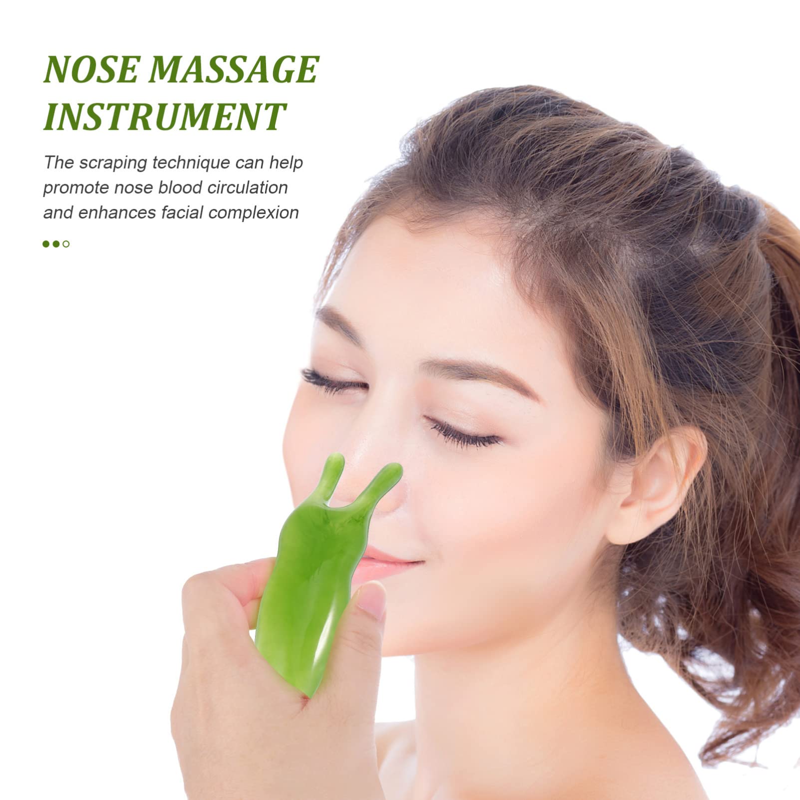Natural Resin Nose Massager Set - 3pcs Two-Pronged Nose Scrapers & Gua Sha Facial Tools with Jade Stone for Sinus Relief, Acne Treatment & Facial Massage | Perfect for Spa, Home Relaxation & Skincare Routine