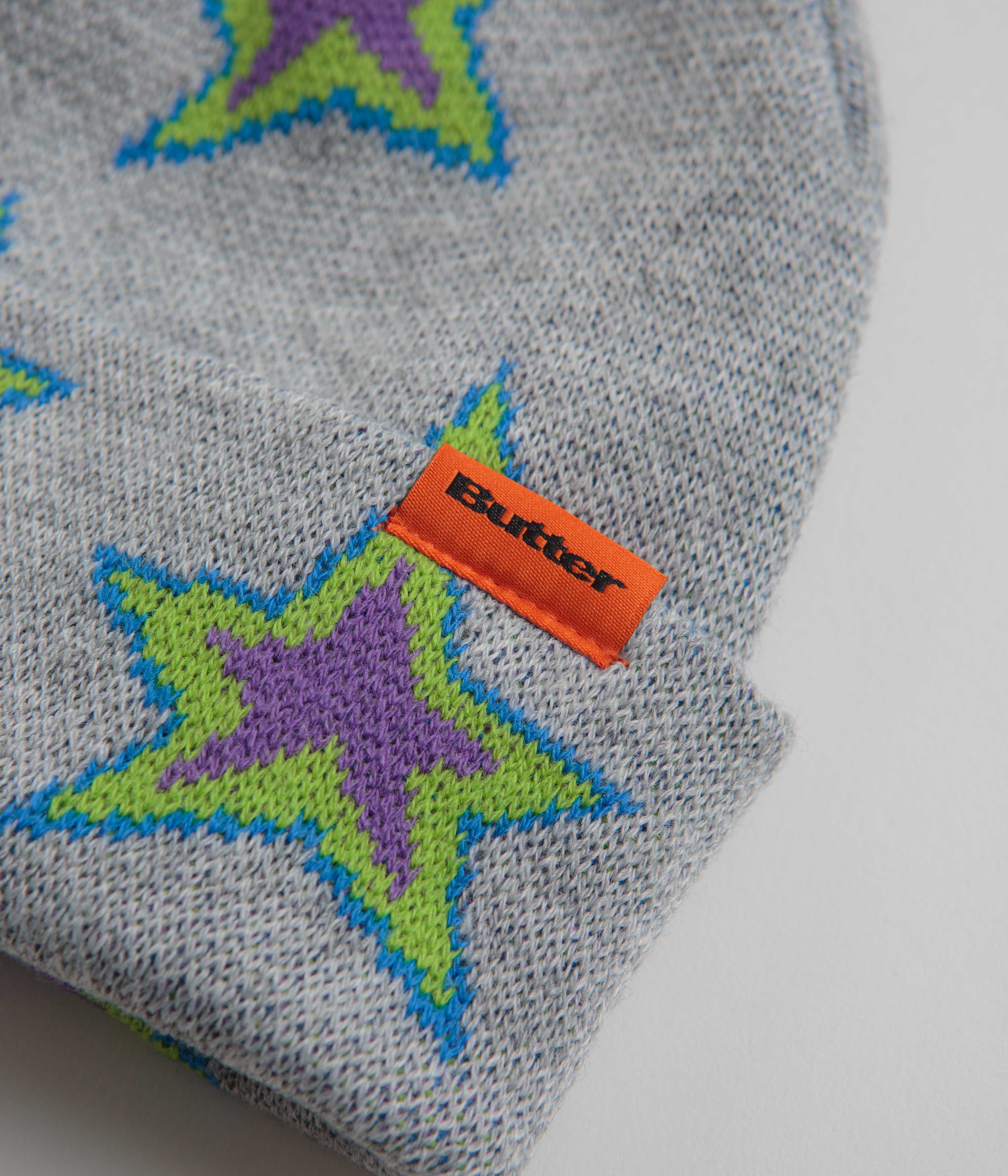 Butter Goods Star Beanie - Grey Winter Hat for Men & Women | Cozy Knit Beanie for Outdoor Activities, Skiing & Casual Wear