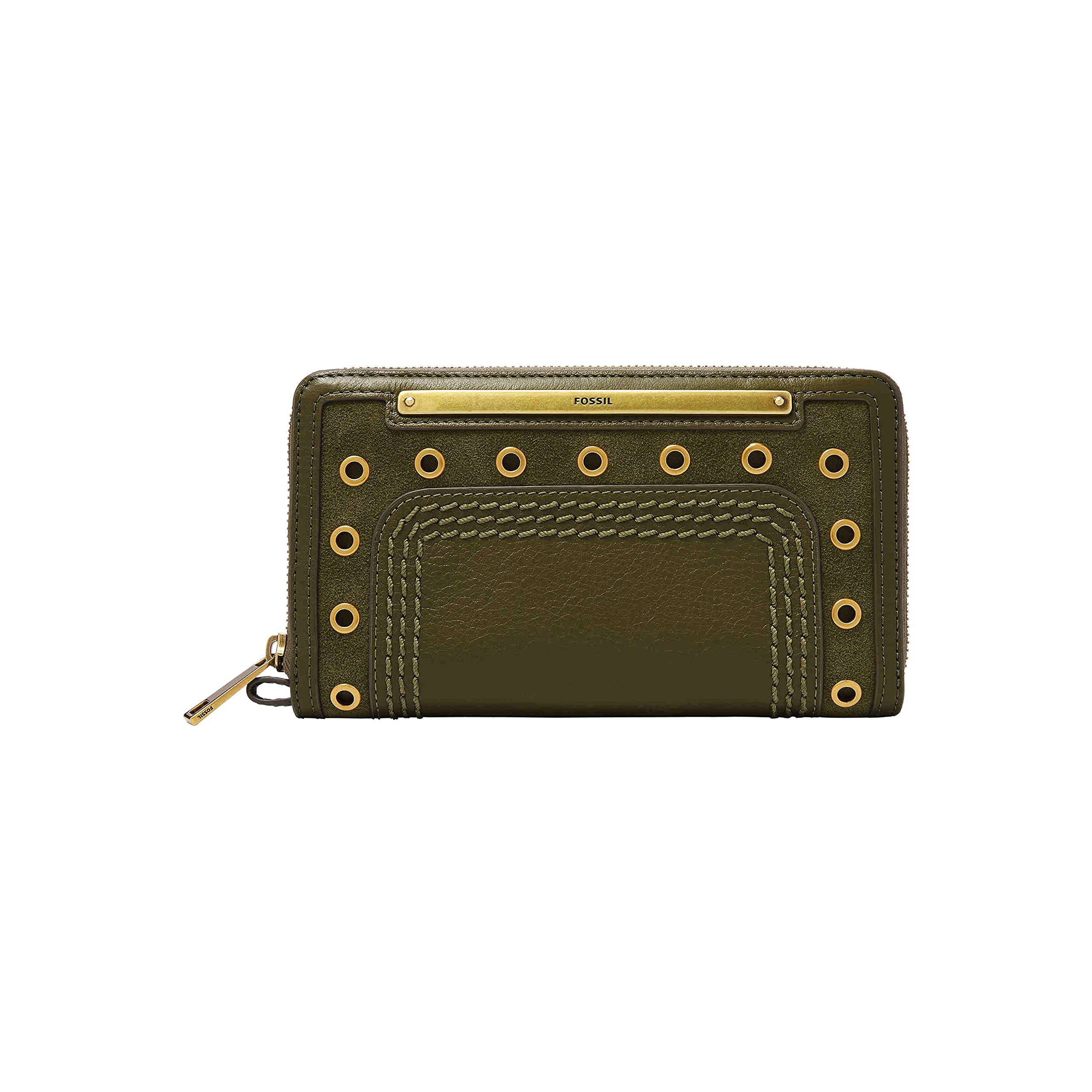 Fossil Women's Liza Eco Leather Zip Around Wallet Clutch with Wristlet Strap - Green Moss | Stylish Crossbody Purse for Everyday Use, Travel & Date Nights