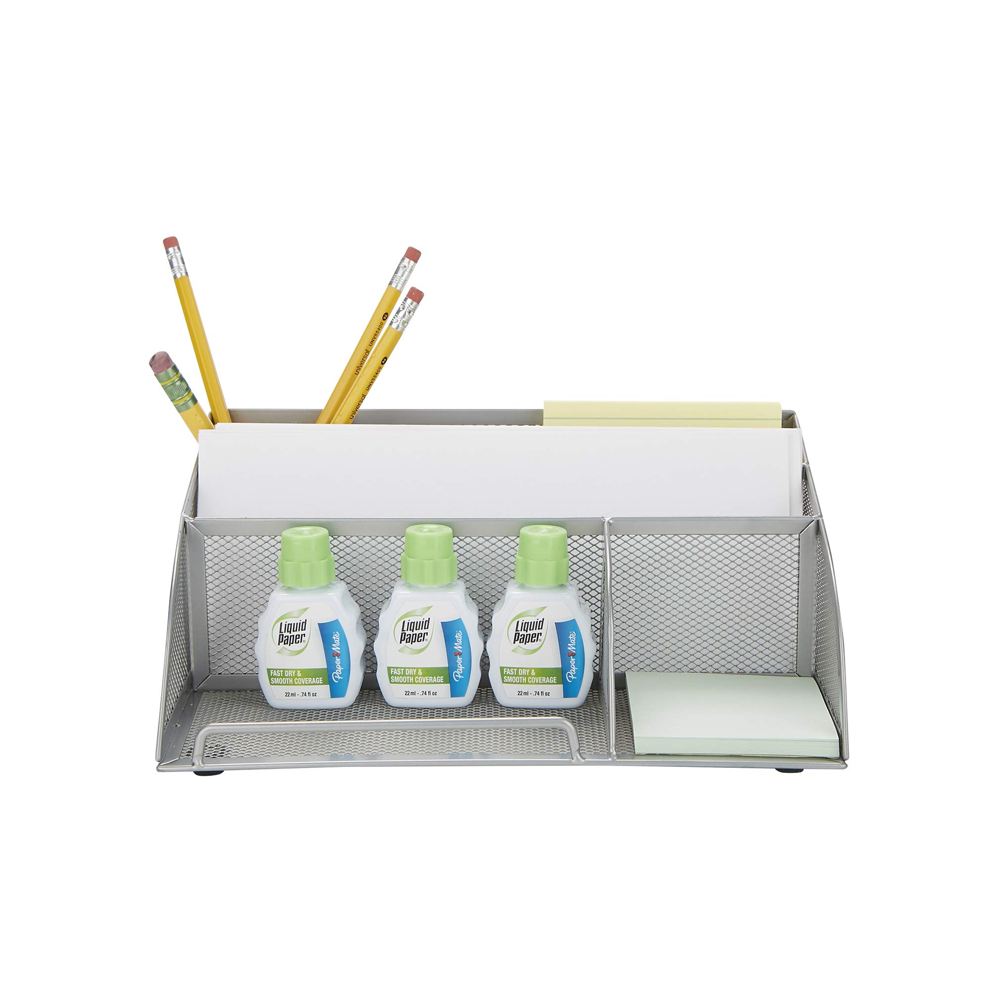 Mind Reader 2-Piece Mesh Desk Organizer Set - Silver Pencil Cup & Office Supplies Holder for Pens, Pencils, Paperclips & Thumbtacks | Perfect for Home Office, School & Workspace Organization