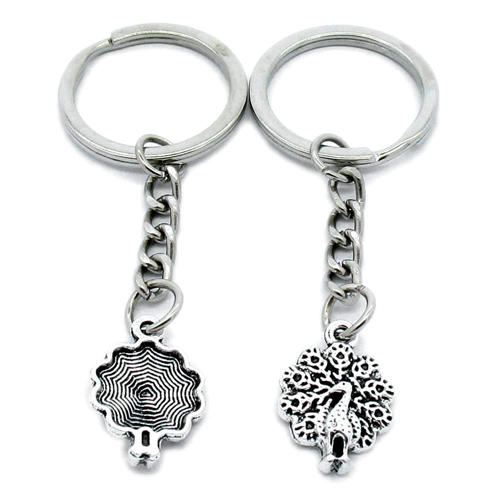 Antique Silver Peacock Tail Keychain - Elegant Metal Keyring with Spreading Peacock Design - Perfect for Gifts, Home Decor, and Personal Accessories