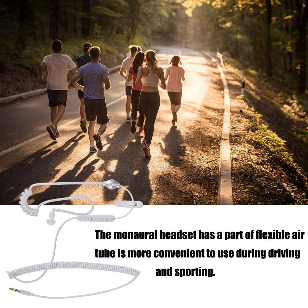 Bluetooth Monaural Earphone with 3.5mm Jack & Air Tube Design - Anti-Radiation Stereo Headset for Work, Driving & Outdoor Activities - Flexible & Comfortable In-Ear Headphones