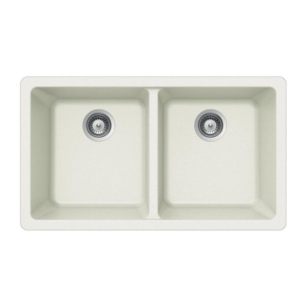 Hamat SIO 3319DU TA 50/50 Double Bowl Granite Composite Undermount Kitchen Sink in Taupe - Durable & Stylish for Modern Kitchens, Perfect for Food Prep and Cleanup
