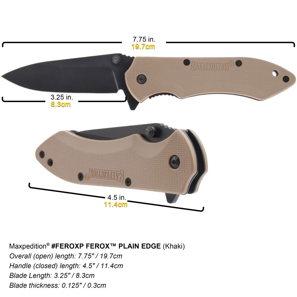 MAXPEDITION Gear Ferox Folding Knife - Tactical EDC Pocket Knife with Stainless Steel Blade for Outdoor Camping, Hiking & Survival Gear